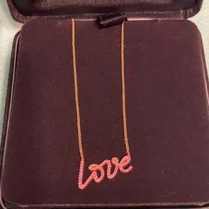 Tiffany & Co. 18K Rose Gold Pink Sapphire Palomas Graffiti Love Pendant Necklace